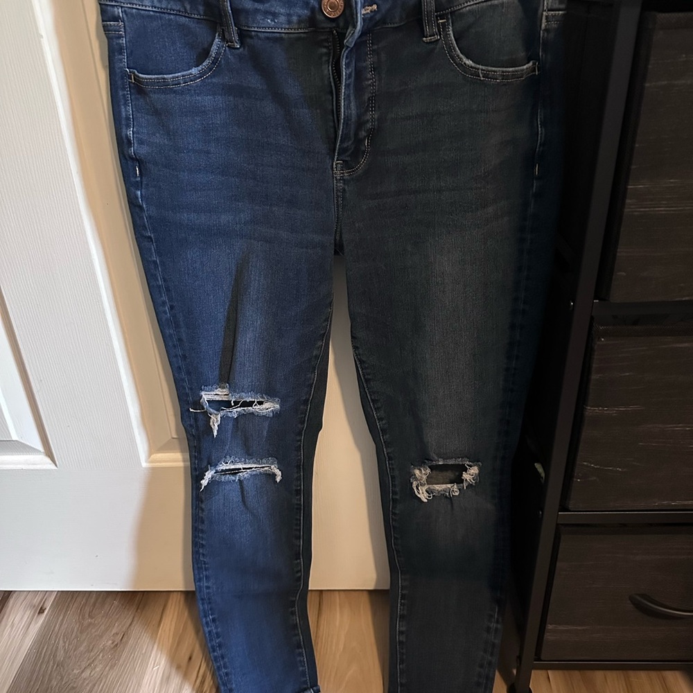 American Eagle Outfitters Blue Skinny Jeans Distressed